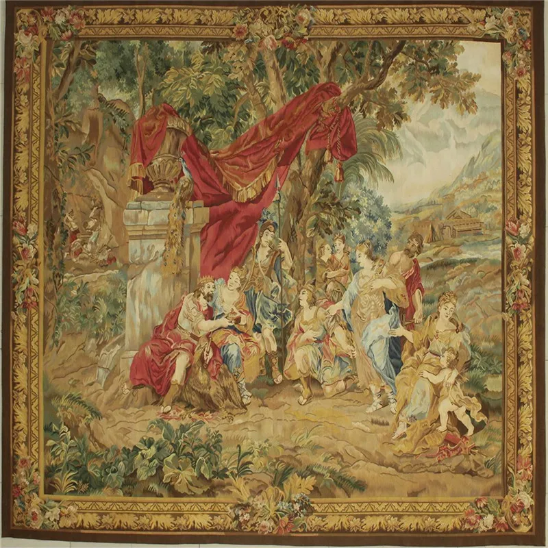 Антикварный французский гобелен редкий обуссон стиль бегун великая волна