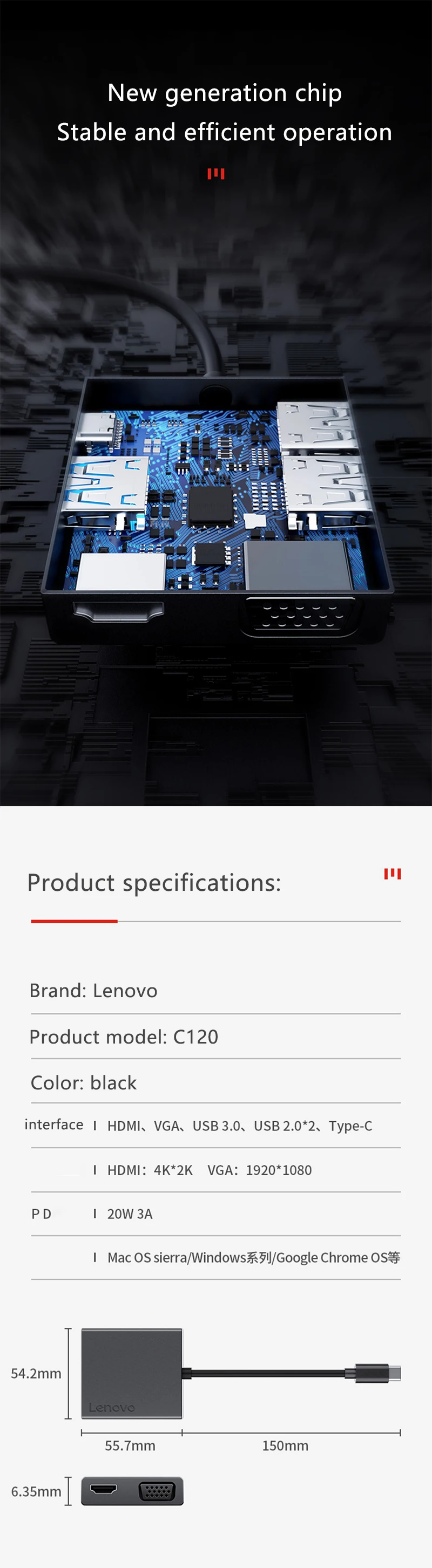 6 в 1 USB C концентратор к USB 3,0 HDMI 4K VGA для MacBook Pro Xiaomi Asus lenovo ноутбук huawei mate 10 20 mate book type C устройства C120