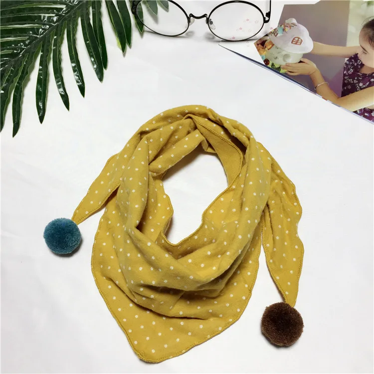Yellow Весенние клетчатые треугольные шарфы в горошек для маленьких девочек; осенне-зимняя шаль для мальчиков и девочек; Детские хлопковые воротники; теплый детский шейный платок - Цвет: Yellow