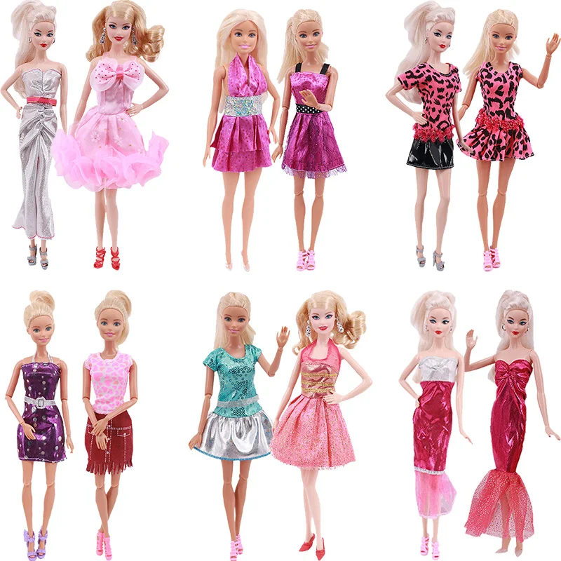 2 шт/Лот Одежда для куклы Барби Baby Doll Повседневное платье девочек Вечернее с