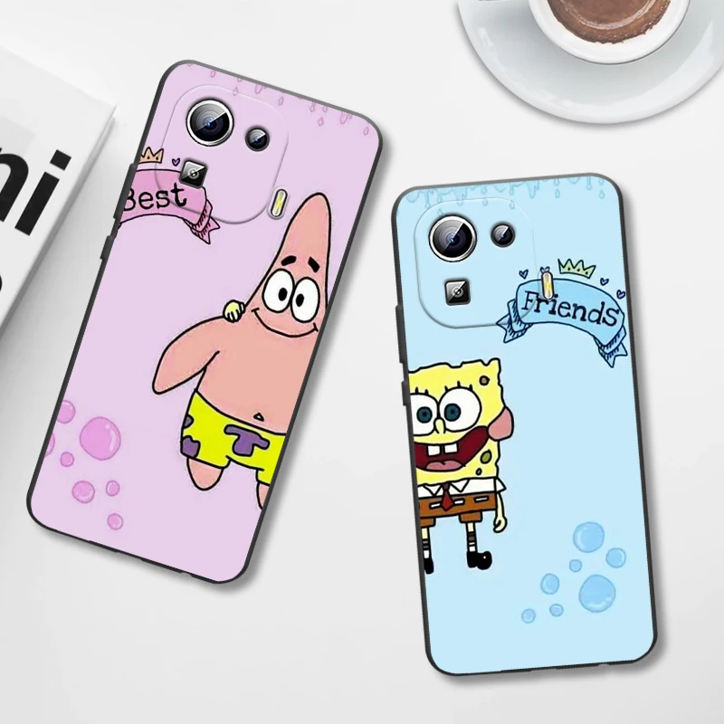

Best friend Cartoons Sponge-bob For Xiaomi Mi 11T 11i 11 10T 10i 9T 9 Note 10 Ultra Lite Pro 5G SE Black Phone Case Soft Capa