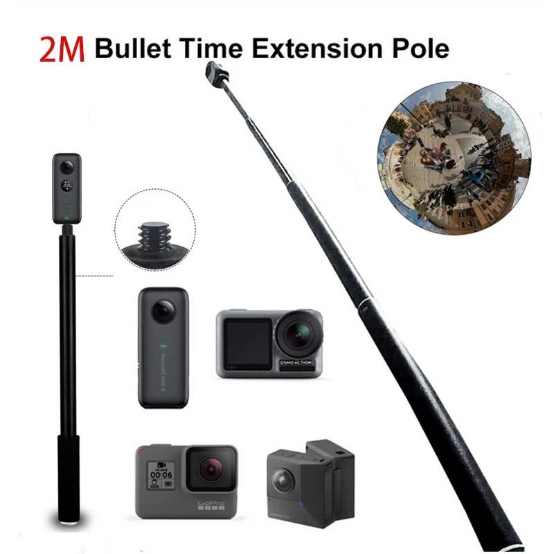 Монопод для селфи Insta360 One X 2M из алюминиевого сплава DJI OSMO Action/Pocket/Gopro Hero 7 6 5 Sjcam
