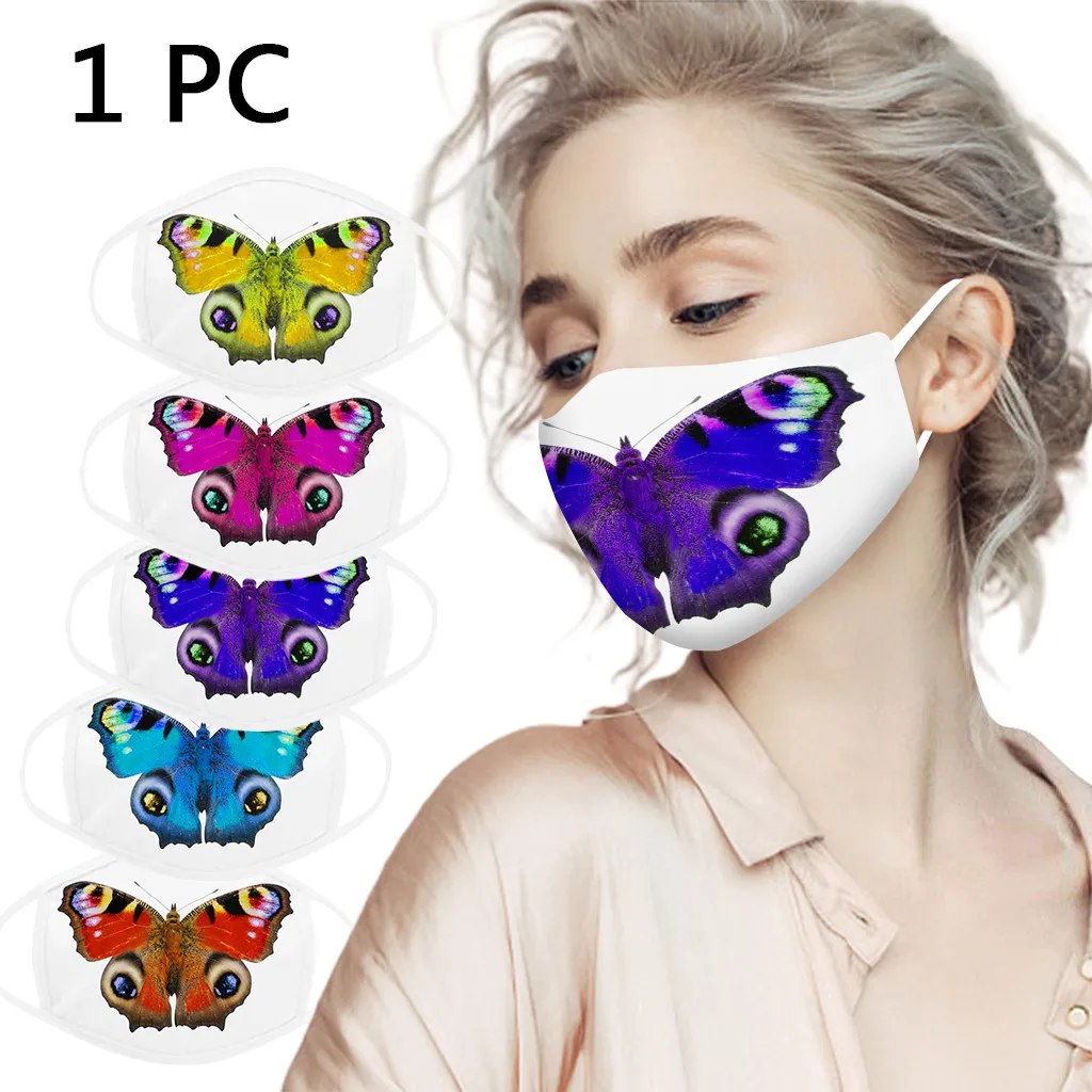 

Unisex Cotton Butterfly Print Mask Outdoor Sunscreen Dustproof Protective Face Mask Washable Reuseable Mouth Masks mascarilla