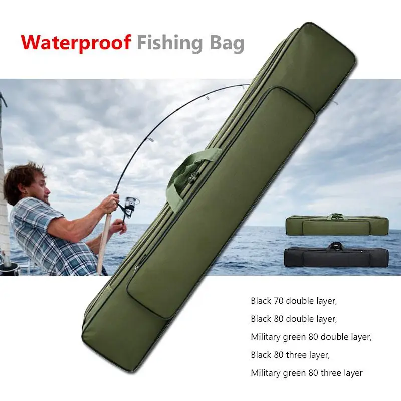 

Waterproof Fishing Gear Bag Fishing Pole Bag Canvas Organizer Outdoor Handbag Pouch Fishing Rod Bag Durable Camping Travel