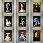 Картина маслом на холсте для женщин, смешное изображение классической европейской женщины, современные декоративные картины без рамки для дома, гостиной