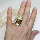 Модные обручальные кольца принцессы Cut CT большого размера цвета шампанского с цирконом серебряного цвета s, кольца для вечевечерние, подарки