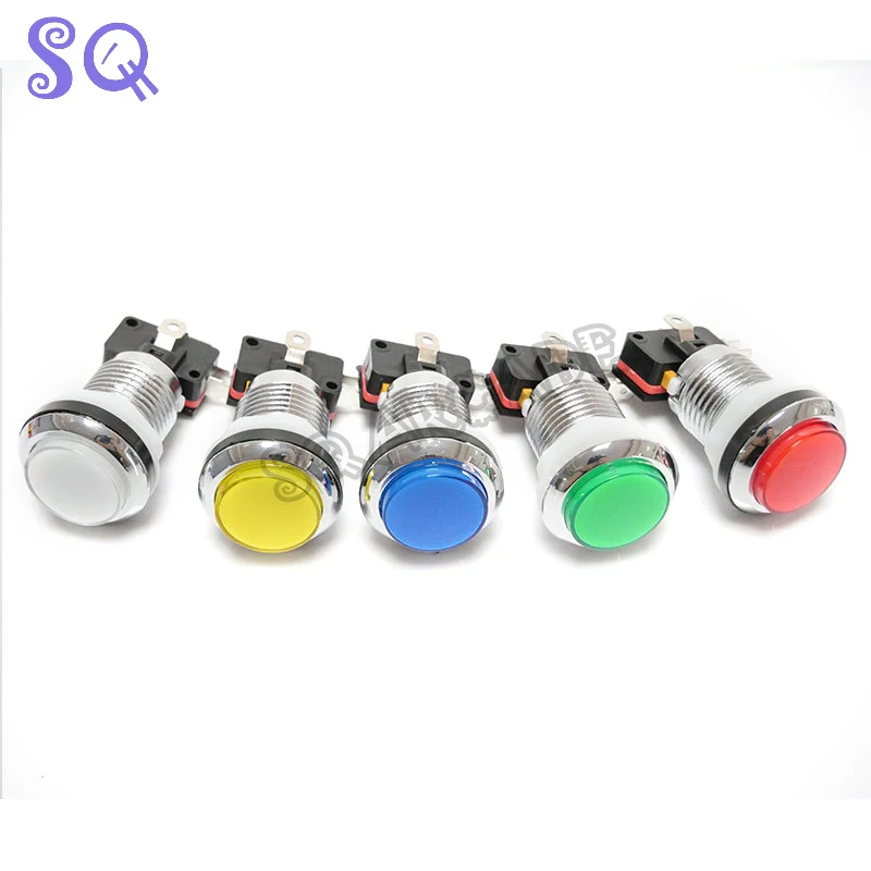 Хромированная светодиодная аркадная Кнопка 12 В с микропереключателем 1 шт.