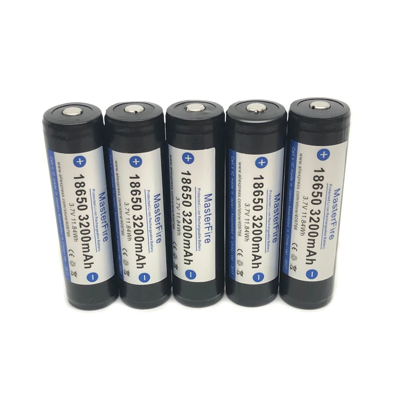 

MasterFire Original 18650 3200mah 3.7V 11.84Wh Rechargeable Lithium Battery Protected Batteries Cell with PCB Made in Japan