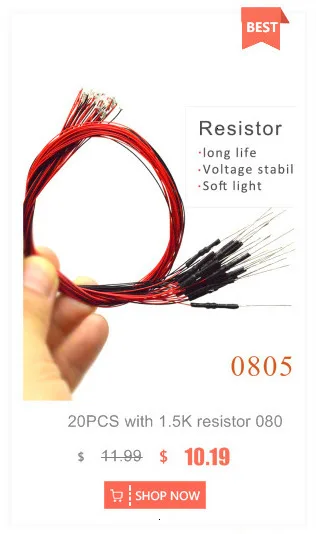 10 шт. 0402 SMD предварительно припаянный micro litz проводной светодиодный резистор 20 см 8-15 в патч-лампы для diorama архитектурной модели