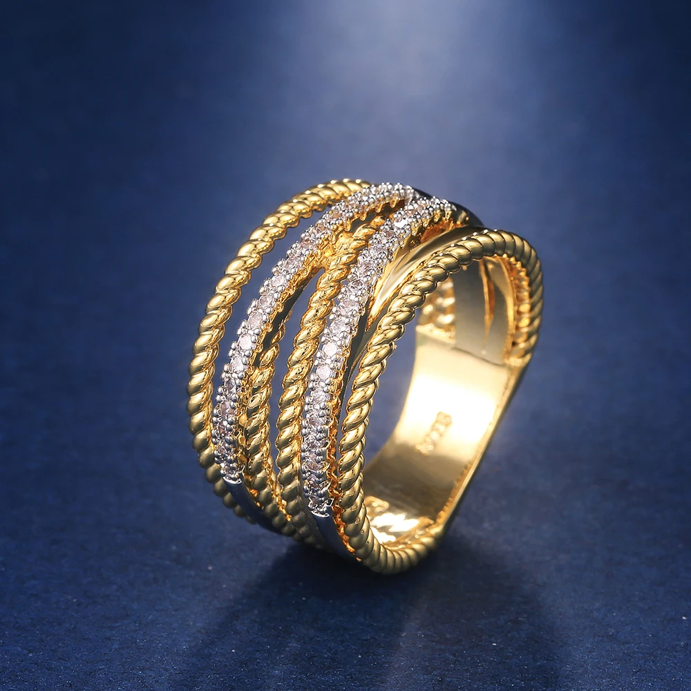 

Huitan New Arrival Twist Cross Finger Ring for Women Anniversary Ring Daily Wearable Versatile Classic Twine Rings Drop Shipping