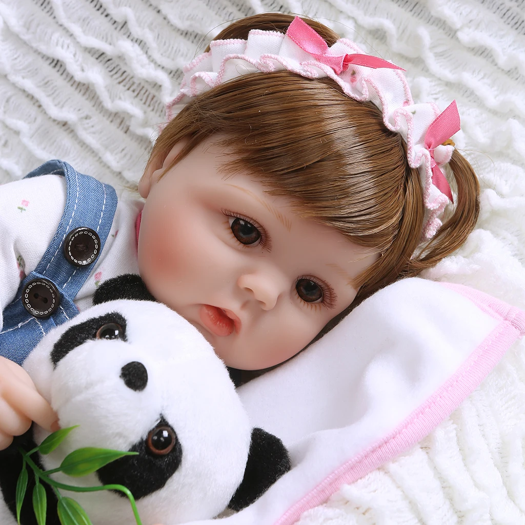 

Reborn Baby Simulation Silicone Head Limbs Cloth Body Panda Plush Toys