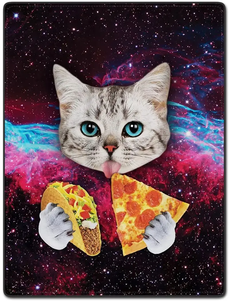 

TSlook Blankets Funny Cat Starry Pizza Eat Beautiful Gorgeous Cozy Plush Throw Blanket (40" x 50")