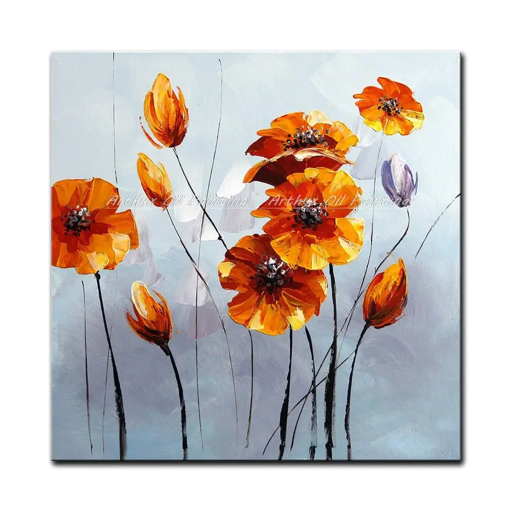 

Arthyx ручная роспись, оранжевые и желтые цветы, картина маслом на холсте, настенные картины для гостиной, домашний декор