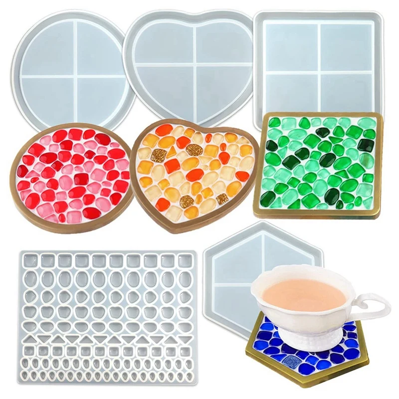 

Coaster Molds for Resin Casting,Coaster Molds and Mosaic Resin Molds Silicone,for Making Coasters,DIY Artwork,Home Decor