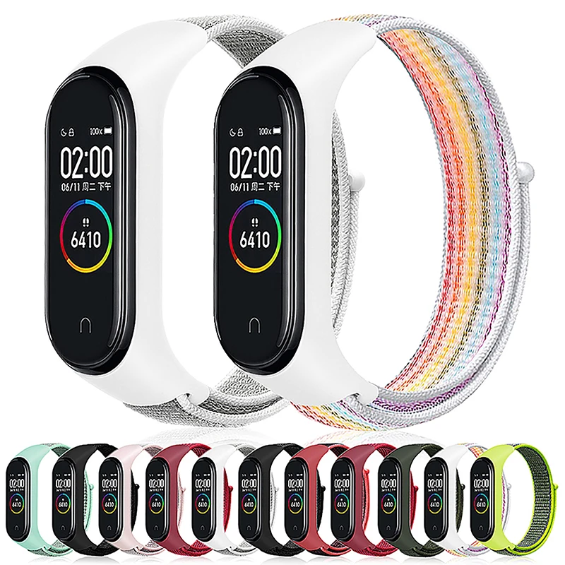 Nylon strap For Xiaomi mi band 3 4 strap Smart bracelet Soft Sport Wristbands For Mi band 4 NFC Global Smart watch women men
