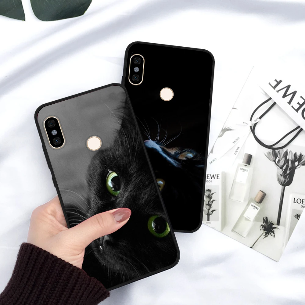Black Cat Staring Eye On Silicone Case for Redmi Note 4X 5 Pro 6 5A Prime 7 8 |