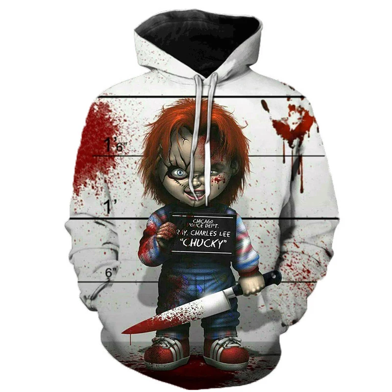 

Horror Movie Chucky Hoodies Style Men Brand Fashion 3d Print Pattern Sweatshirts Autumn Long Sleeve Hip Hop Pullover Streetwear