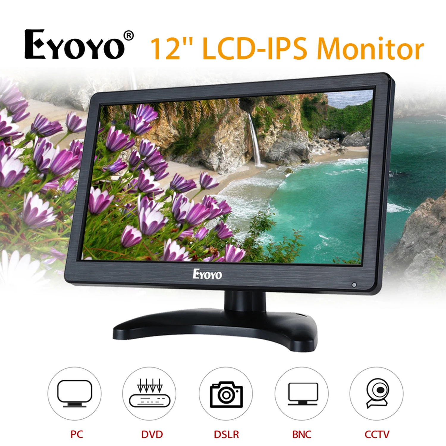 ЖК-экран Eyoyo 12 дюймов FHD 1920x1080 IPS монитор для ПК с HDMI VGA BNC USB видео-дисплей компьютера
