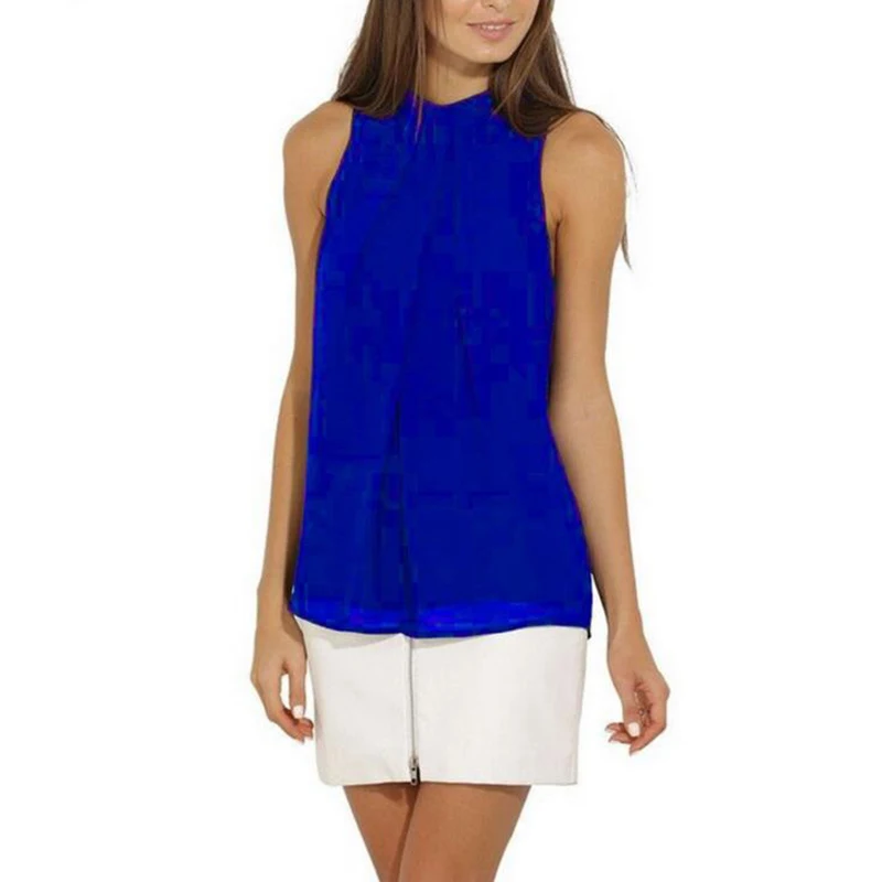 2020 Fashion Women's Blouse Summer Hanging Neck Sleeveless Chiffon Shirt Solid Casual Plus Size 4XL Loose Female Top | Женская