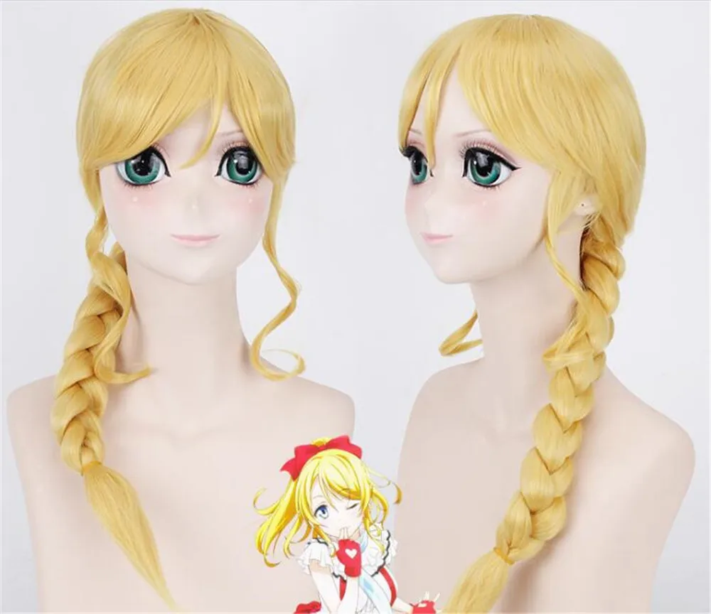 Аниме Lovelive! Парик для косплея Love Live Eli Ayase светлая блондинка с конским хвостом