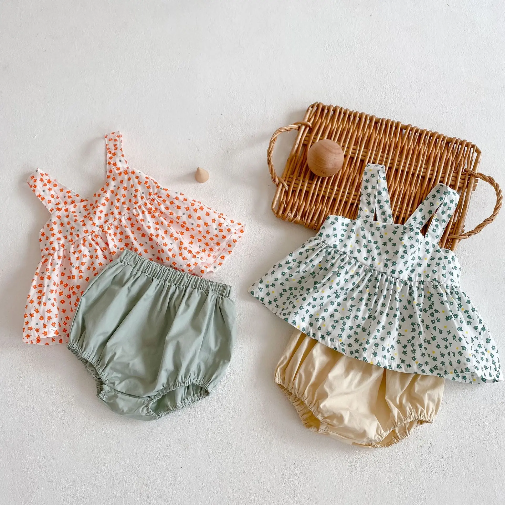

0-3T Newborn Kid Baby Girls Flower Clothes set Summer Sleeveless Top Tank and shorts set Cute Sweet Floral 2pcs Outfit