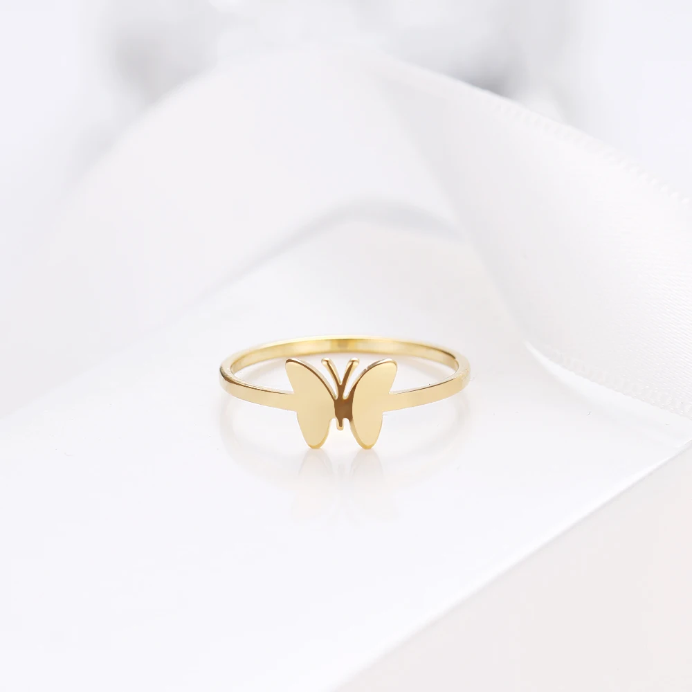 Кольцо из нержавеющей стали для женщин модное кольцо с бабочкой обручальное