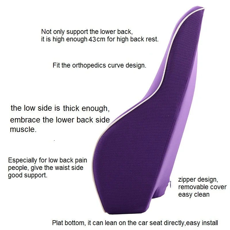 

Auto Cushion Car Pillow Lumbar Support Waist Cushion for Car Seat Support Neck Pillow Memory Foam For Black