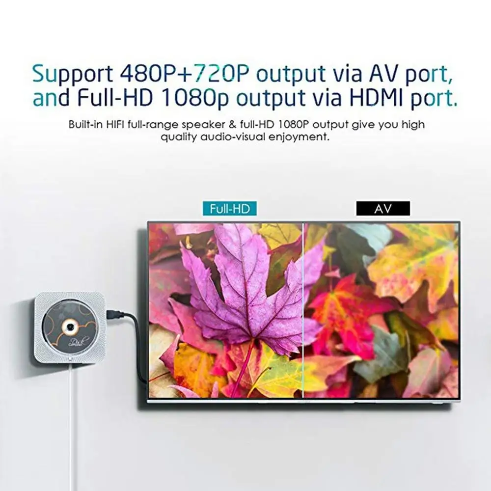 Настенный DVD CD плеер портативный с HDMI полный выход музыкальный Английский