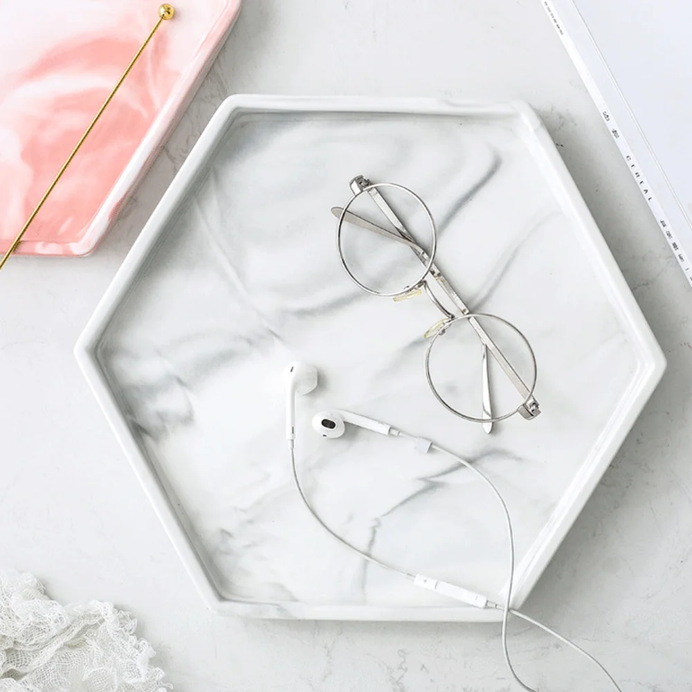 1 шт. скандинавские розовые Серые Мраморные керамические лотки для хранения