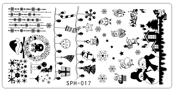 SPH 17 Хэллоуин Рождество ногтей штамповки пластины ногтей штамп лака изображения дизайн ногтей изображения Konad печать штампы маникюрные Шаблоны - Цвет: SPH 17