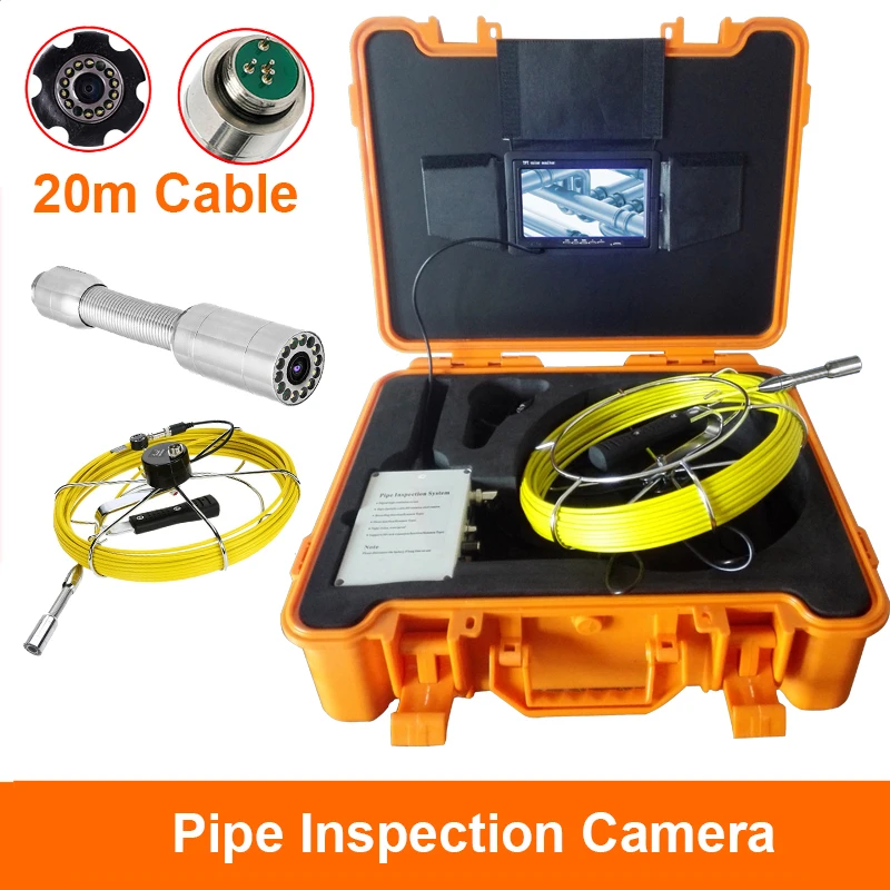 Кабель с катушкой для кабелей 20 м объектив камеры 23 мм 7-дюймовый ЖК-дисплей 1000 ТВЛ