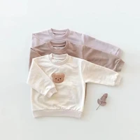 2021 autumn new arrivel infant baby hoodie tops toddler girls bear embroidery sweatshirts boys clothes aged 9m 3t