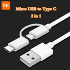 Многофункциональный usb-кабель XIAOMI 1 м, 2 в 1, кабель Micro USB для быстрой зарядки и передачи данных Type-C для Xiaomi 10, 9, 8, 6, 5, 4, Redmi 8, 6A, 7