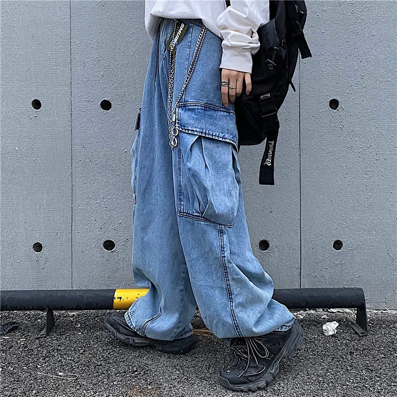 

Cowboy Female Loose Streetwear High Waist Wide Leg Pants 2020 New Autumn Casual Jeans Woman Long Trousers