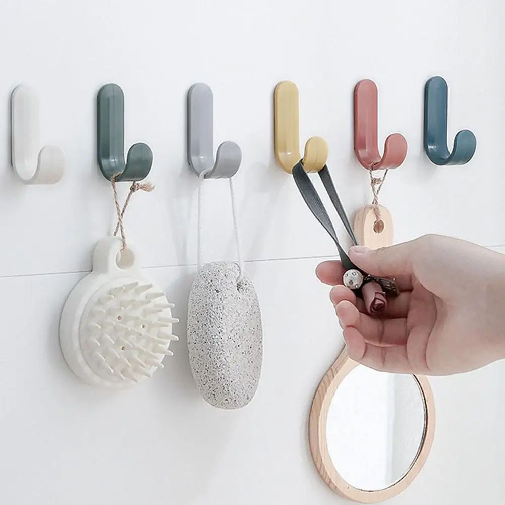 

6Pcs/set Towel Hooks Plastic Door Hangers Self Adhesive Organizer Decor Wall Hangers Home Hat Racks Holder Wall Ha T2Y9
