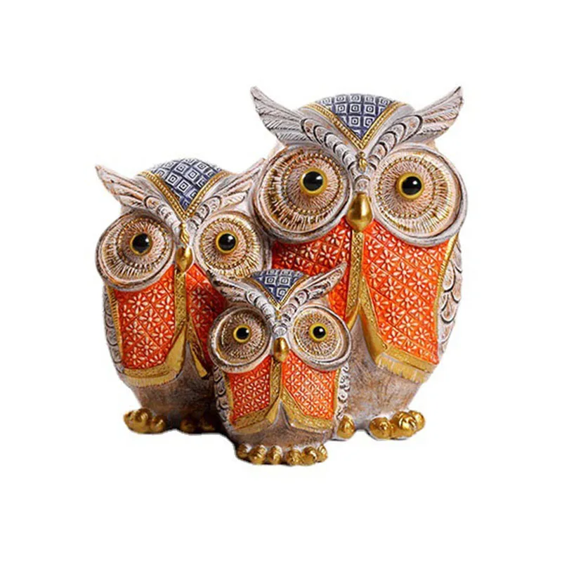 

3Pcs Colorful Owl Miniature Artificial Garden Ornament Resin Figurine Home Office Wine Cabinet Desktop Decoration Art Crafts