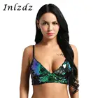 Женский бюстгальтер для танцев на шесте, топ с блестящими блестками, праздничная одежда, бюстгальтер без косточек, топ для танцев, клубная одежда