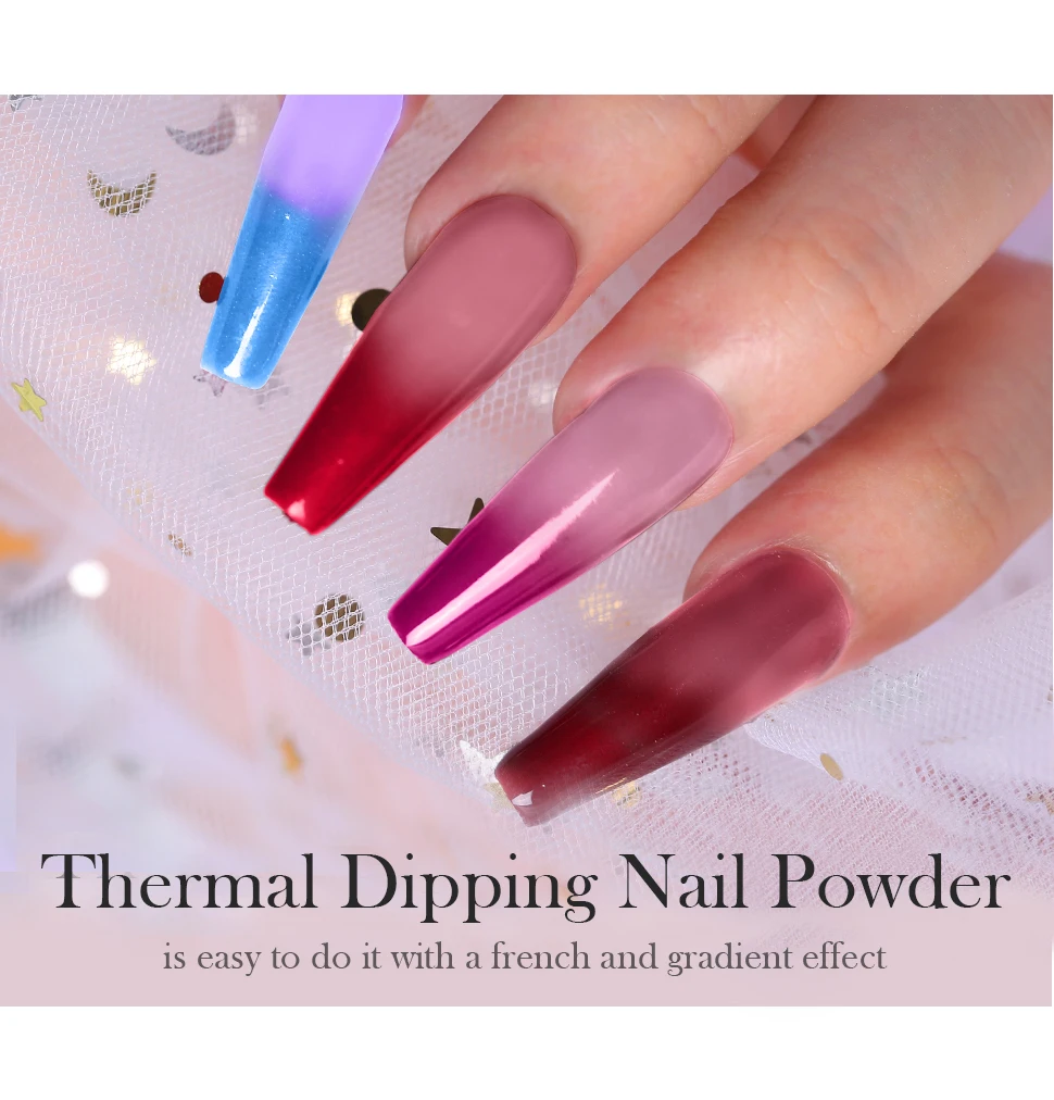 Azure Beauty 13Pcs/Lot Shiny Gradient Color Dipping Powder Chameleon Sequins Nail Powder Natural Dry Nail Art Brush Tools Set