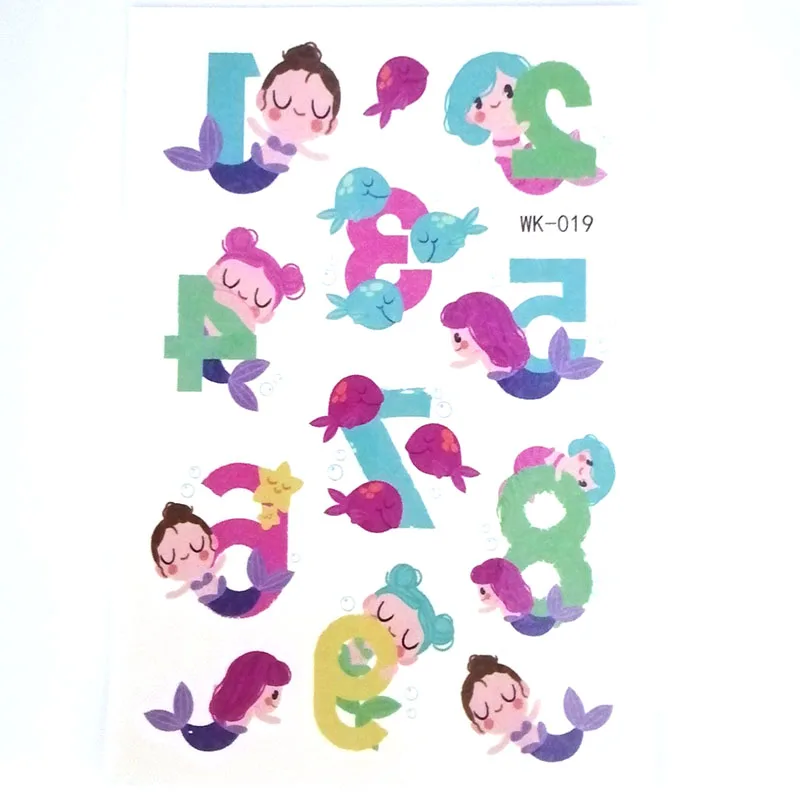Cartoon Mermaid Theme Temporary Tattoo Hand Body Arm Art Sticker Fake Tattoos for Men Women 30pcs/lot