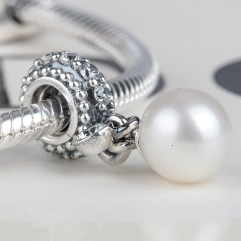 Аутентичные 925 пробы серебряные светящиеся элегантные жемчужные Висячие бусины