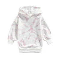 opperiaya children autumn tie dye long hooded sweatshirt kids baby girl loose fit long sleeve pullover with front pocket dresses