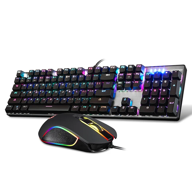 

RGB Mechanical Wired Gaming Keyboard Optical Mouse Combo with LED Backlight for PC Laptop JR Deals