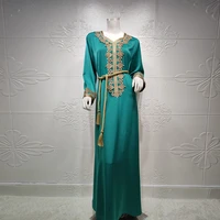 ramadan eid silk embroidery abayas maxi dress womens 2021 plus size islamic long muslim robes arabic turkey clothes f2785
