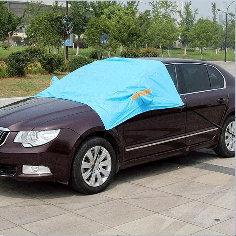 blue Зимний толстый чехол для защиты от мороза, наполовину покрытие для кузова автомобиля на лобовое стекло автомобиля - Название цвета: blue