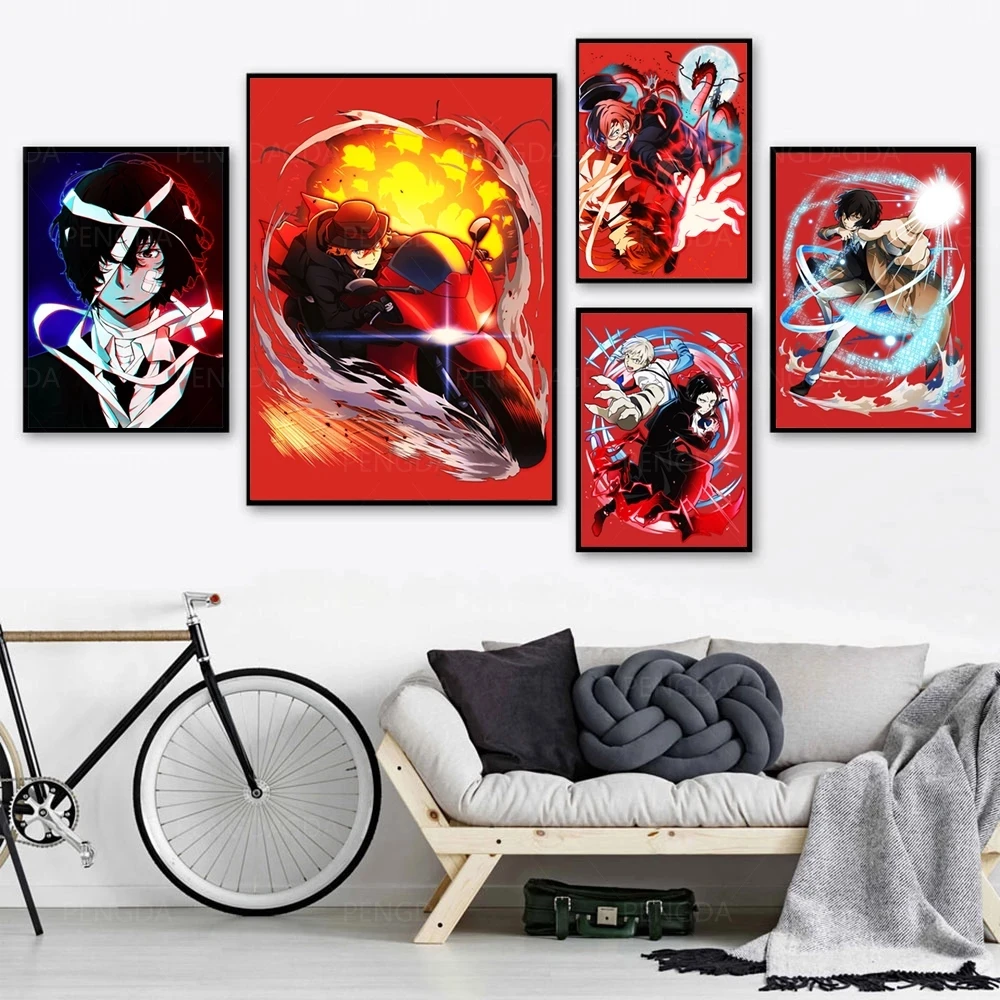 

Canvas Bungou Stray Dog Anime Paintings Wall Art Home Decoration Poster HD Prints Modular Pictures For Living Room No Framework