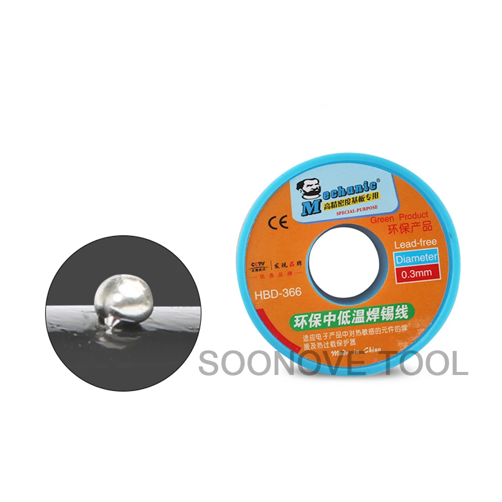 MECHANIC 100g Sn42/Bi58 0.3/0.4/0.5/0.6/0.8mm Low Temperature Solder Wire Lead Free Soldering Tin Line Roll |