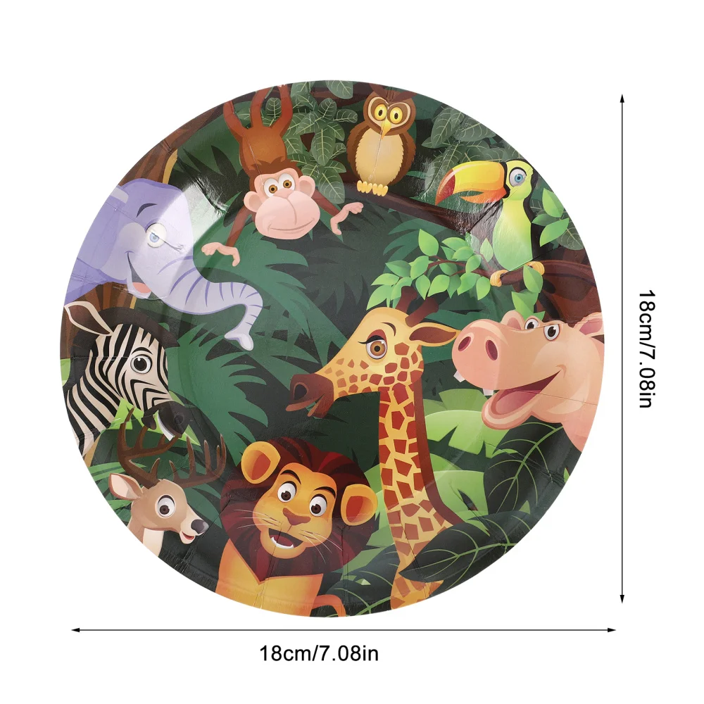 

1 Set Cartoon Disposable Dinner Dessert Plates Party Animals Disposable Plate