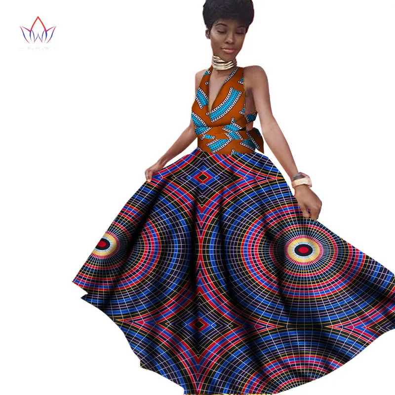 Одежда в африканском стиле женские платья Bazin Riche без рукавов макси платье для