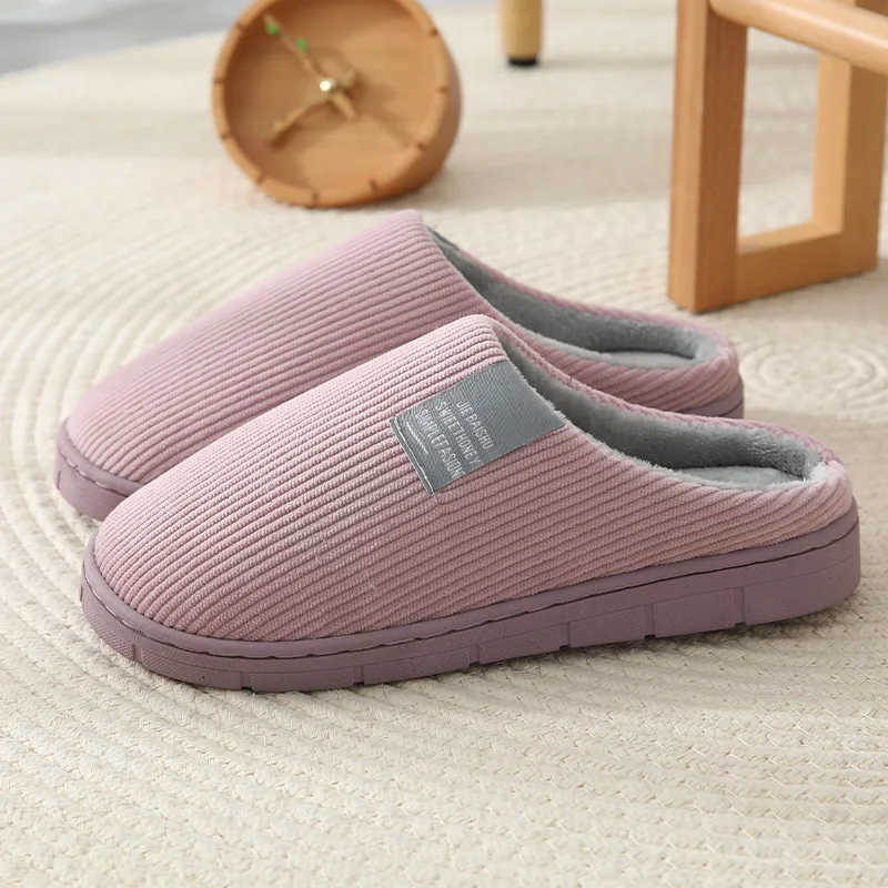Women Winter Home Slippers Non-slip Indoor Warm Fur Shoes Couple Beadroom Slides Men House Slippers Female Shoes женская обувь