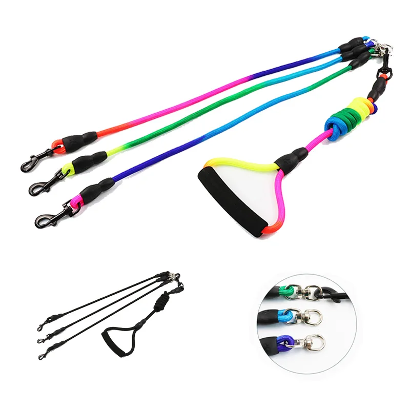 

1 Drag 3 Cat Dog Leash Nylon Detachable Pets Long Leashes with Handle Anti-winding Dogs Walking Lead Traction Rope Supplies